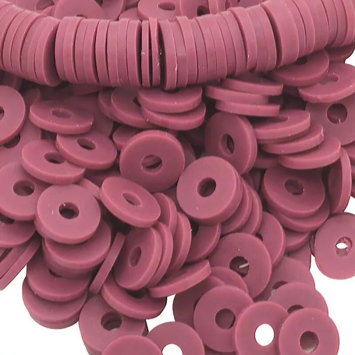Heishi Perlen - Polymer Clay, Farbe: Kirschrot, Scheibe (Ø: 6mm), ca. 43 cm - 350~370 Perlen Heishi Perlen - Polymer Clay, Farbe: Kirschrot, Scheibe (Ø: 6mm), ca. 43 cm - 350~370 Perlen