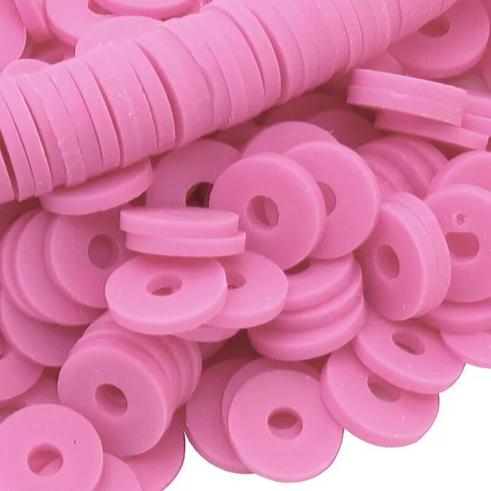 Heishi Perlen - Polymer Clay, Farbe: Pink, Scheibe (Ø: 6mm), ca. 43 cm - 350~370 Perlen Heishi Perlen - Polymer Clay, Farbe: Pink, Scheibe (Ø: 6mm), ca. 43 cm - 350~370 Perlen