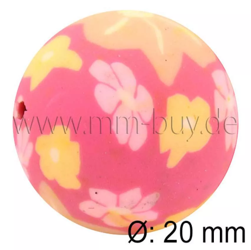 Polymer Clay Perlen, Fimo Perlen, rund, Ø: ca. 20 mm, 1 Stück