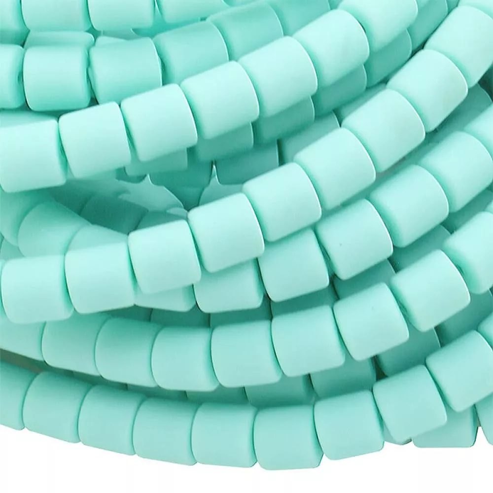 Strang Polymer Clay Perlen in aquafarbe, Zylinderform