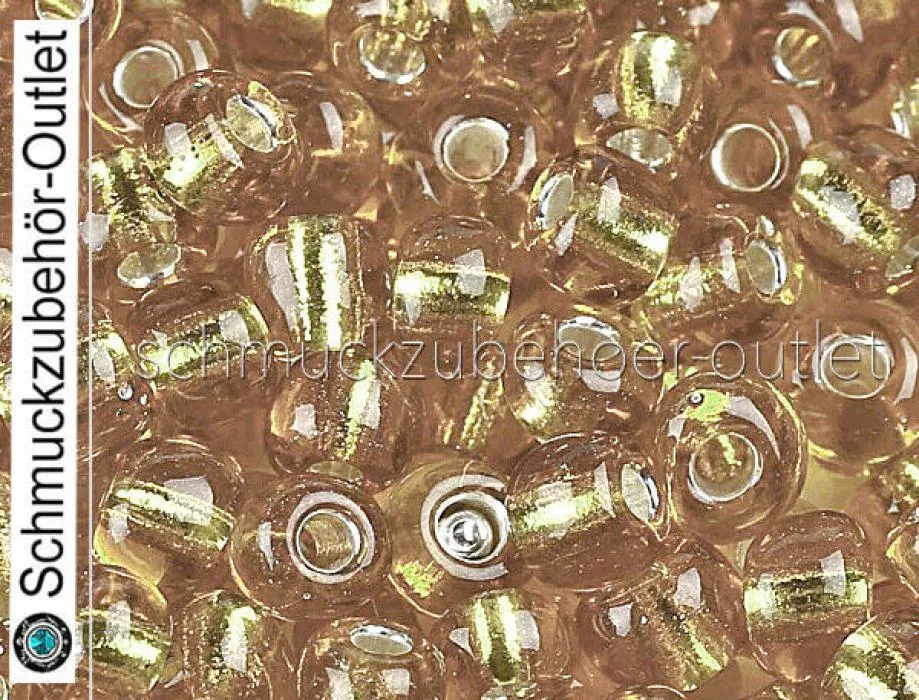 Rocailles hellgold transparent mit Silbereinzug (4 mm - 6/0), 25 g
