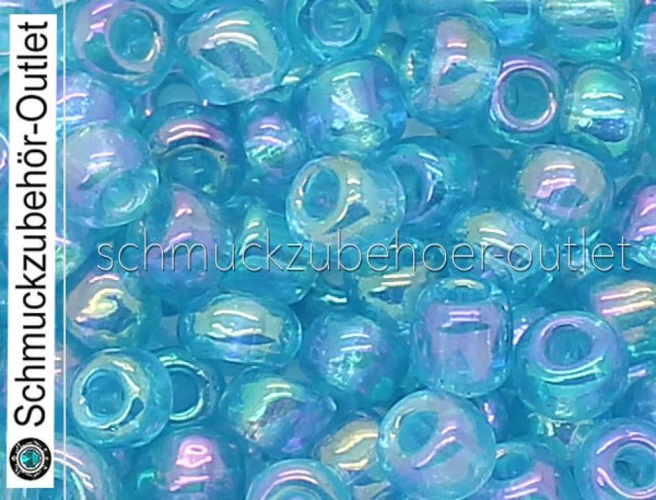 Rocailles helltürkis transparent-irisierend (4 mm - 6/0), 25 g