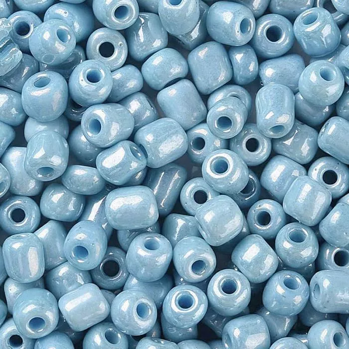 Rocailles perlmuttblau opak-poliert (4 mm - 6/0), 25 g
