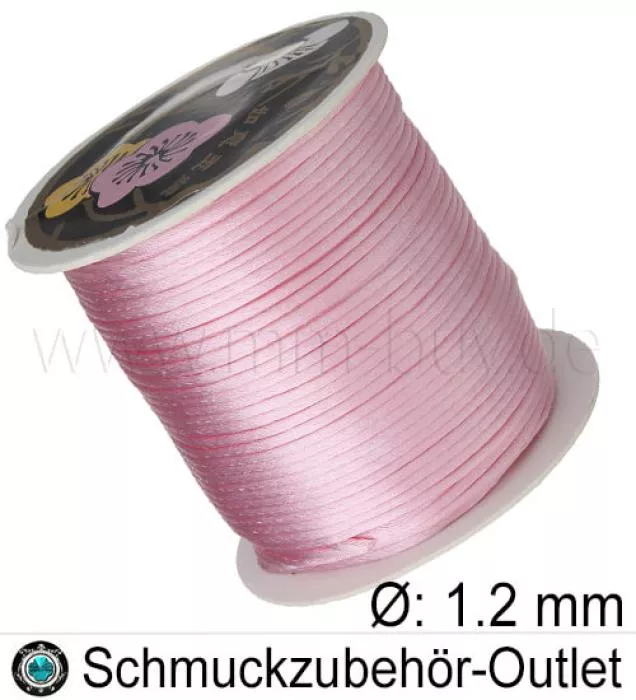 Satinband, flamingorosa, Ø: 1.2 mm, Meterware