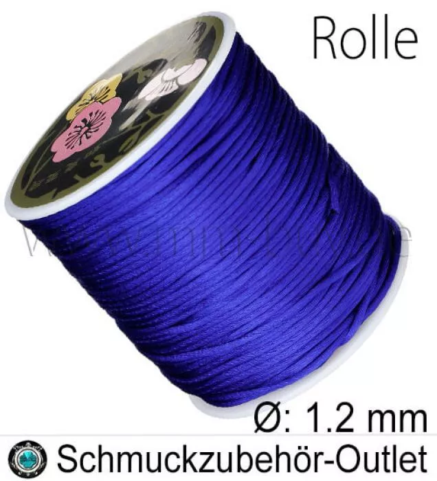 Satinband, royalblau, Ø: 1.2 mm, 60 Meter (Spule)