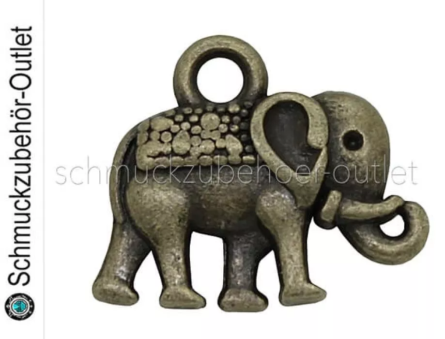 Schmuckanhänger Elefant bronzefarben nickelfrei (12 x 13,5 mm), 1 Stück
