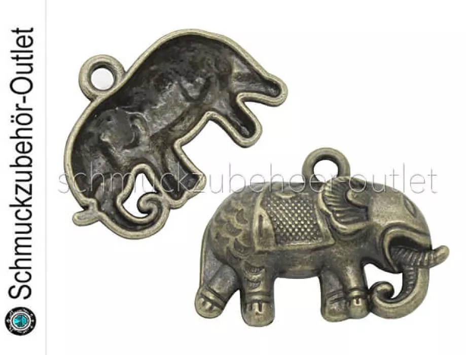 Schmuckanhänger Elefant bronzefarben nickelfrei (19 x 28 mm), 1 Stück