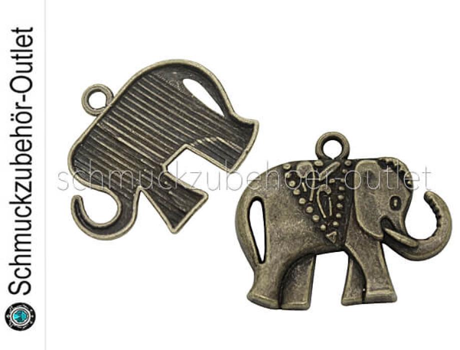 Schmuckanhänger Elefant bronzefarben nickelfrei (21 x 25 mm), 1 Stück