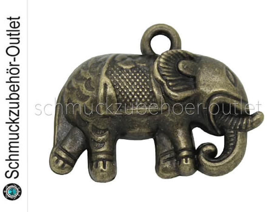 Schmuckanhänger Elefant bronzefarben nickelfrei (19 x 28 mm), 1 Stück