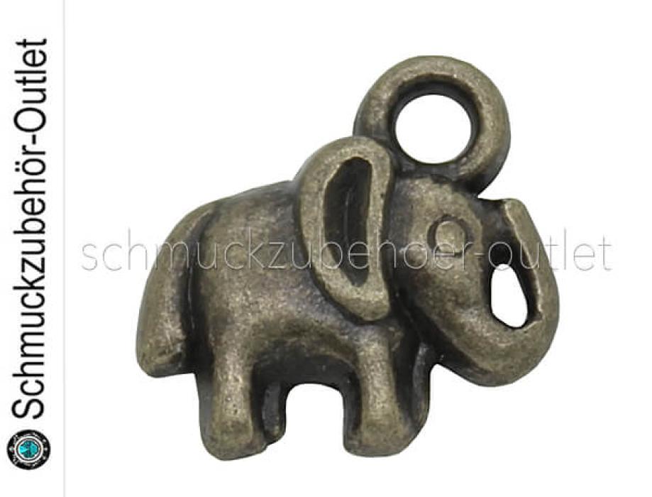 Schmuckanhänger Elefant bronzefarben nickelfrei (11 x 11 mm), 1 Stück