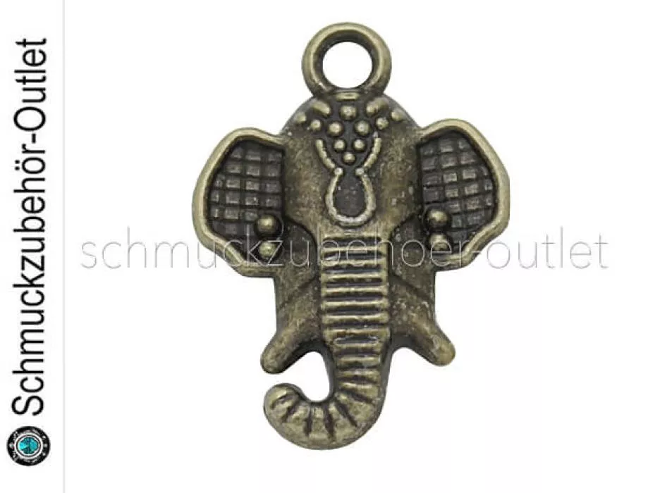 Schmuckanhänger Elefant bronzefarben nickelfrei (22 x 15,5 mm), 1 Stück