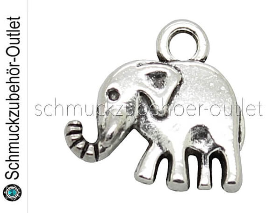 Schmuckanhänger Elefant silberfarben (13 x 13 mm), 1 Stück