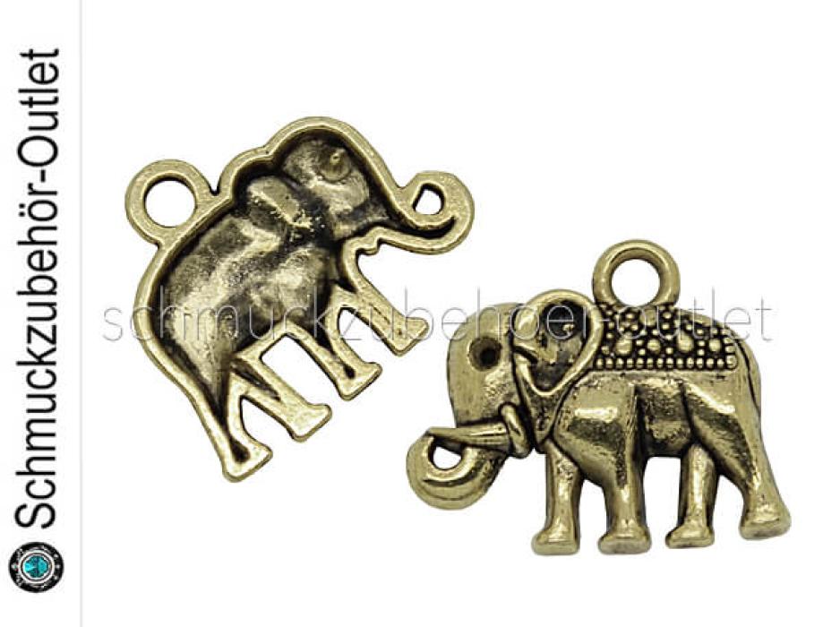 Schmuckanhänger Elefant goldfarben (14 x 17 mm), 1 Stück