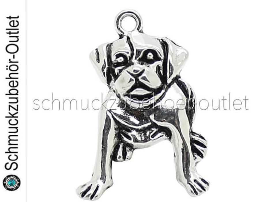 Schmuckanhänger Hund „Altdeutscher Mops“ (26,5 x 18,5 mm), 1 Stück