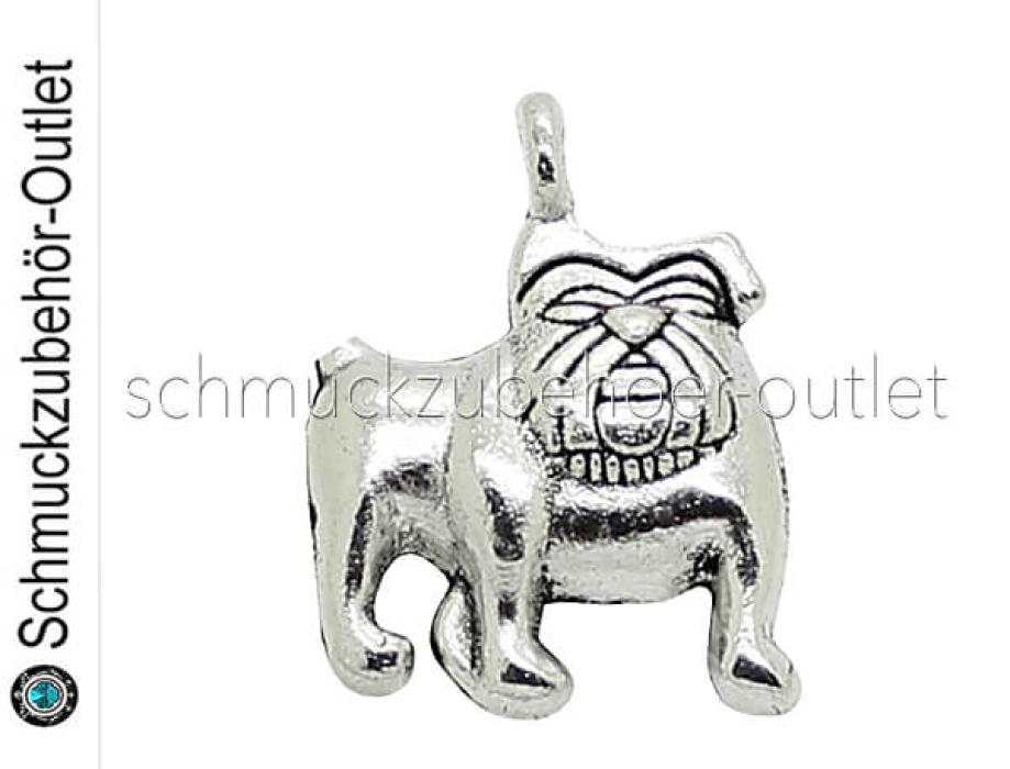 Schmuckanhänger Hund „Englische Bulldogge“ (17 x 14 mm), 1 Stück
