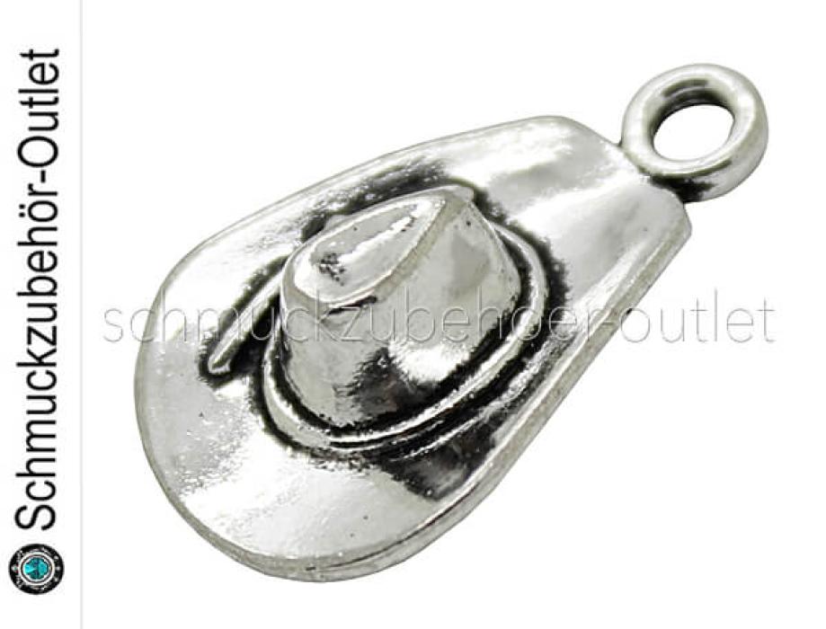 Schmuckanhänger Cowboyhut silberfarben (20 x 13 mm), 1 Stück