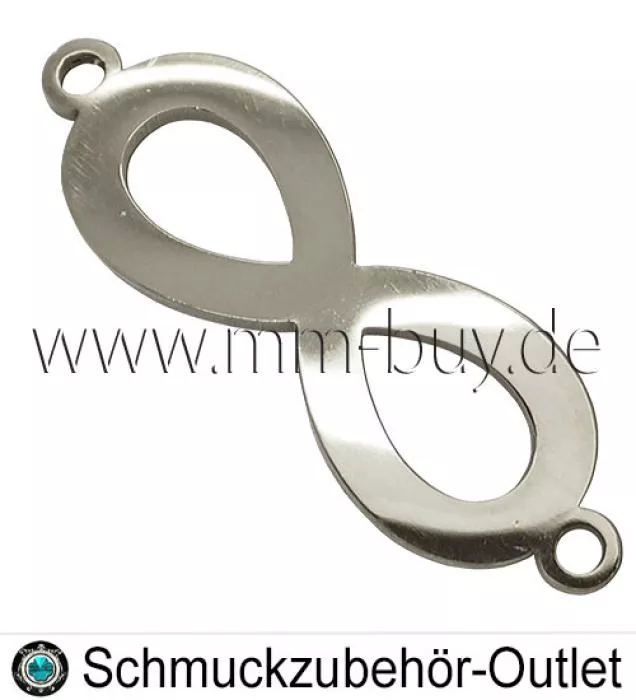 Edelstahl Schmuckverbinder, Unendlichkeit-Infinity, 28 x 9 mm, 1 Stück