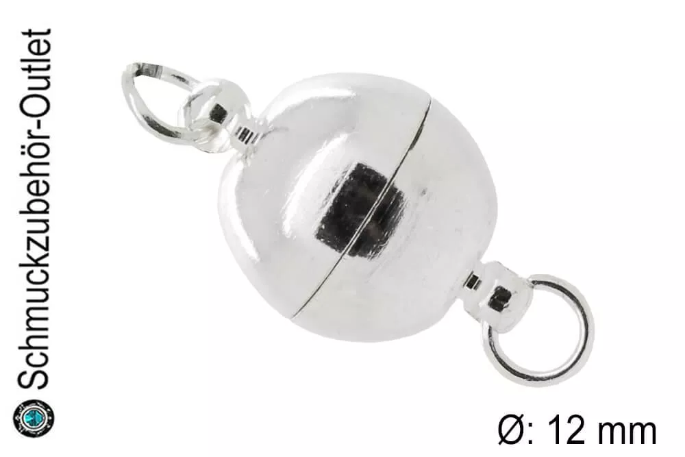 Magnetverschluss groß silberfarben (Ø: 12 mm), 1 Stück
