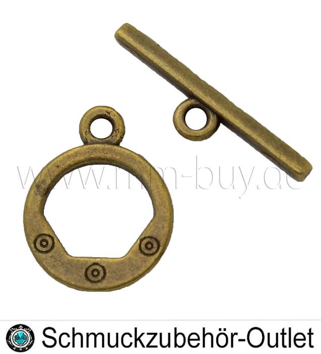 Knebelverschluss, bronzefarben, rund, 13x17 mm, 1 Stück