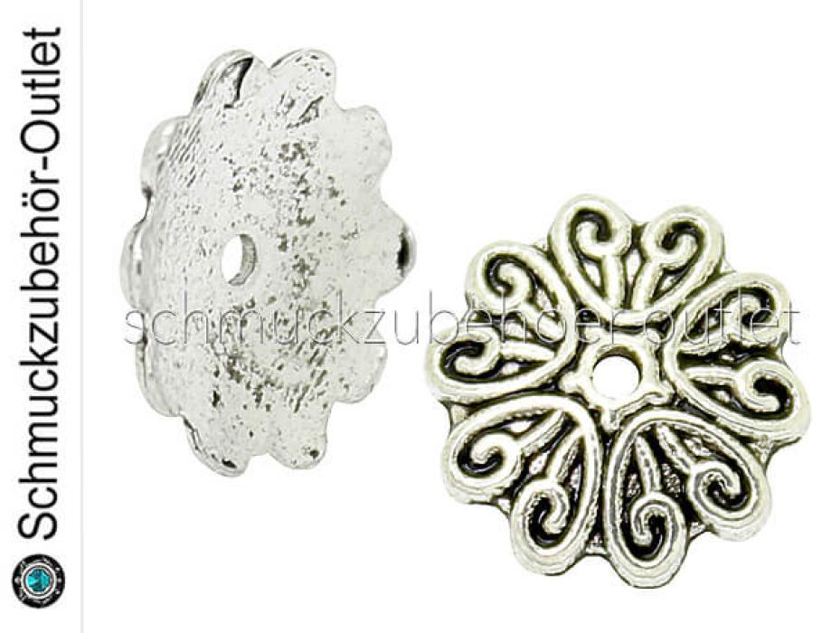 Perlenkappen nickelfrei silberfarben (11 x 2 mm), 2 Stück