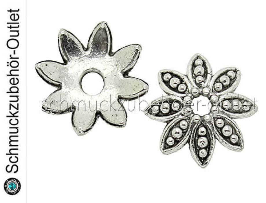 Perlenkappen nickelfrei silberfarben (13 x 3 mm), 2 Stück
