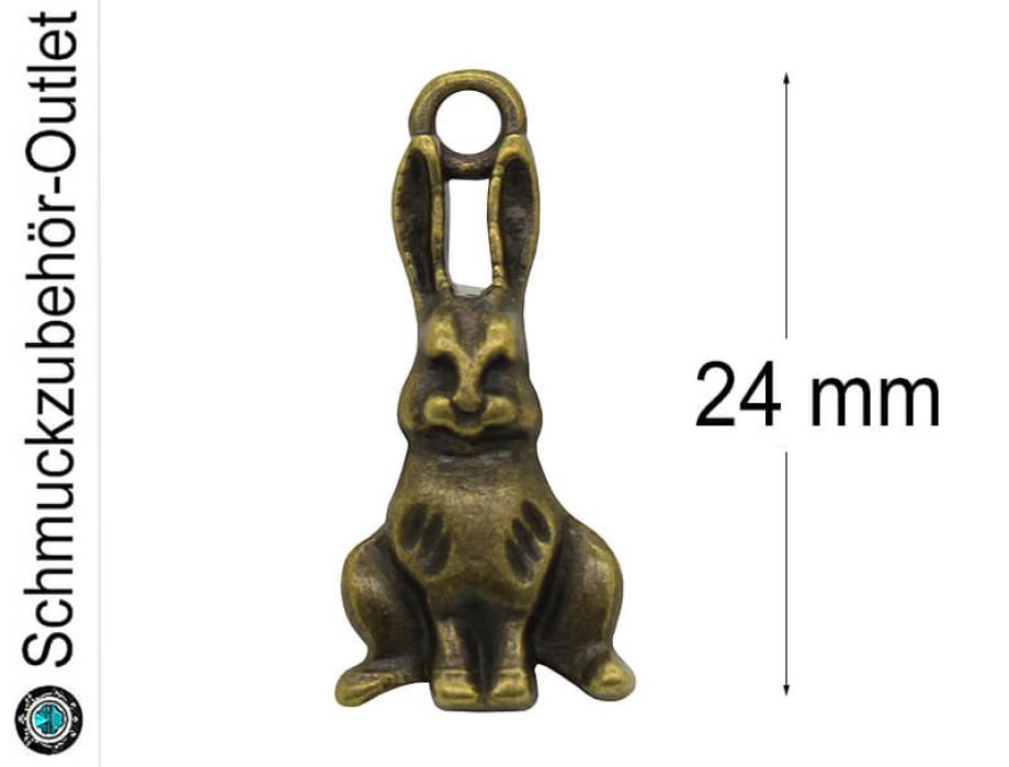 Schmuckanhänger, Hase, bronzefarben, 24x10 mm, 1 Stück Schmuckanhänger, Hase, bronzefarben, 24x10 mm, 1 Stück