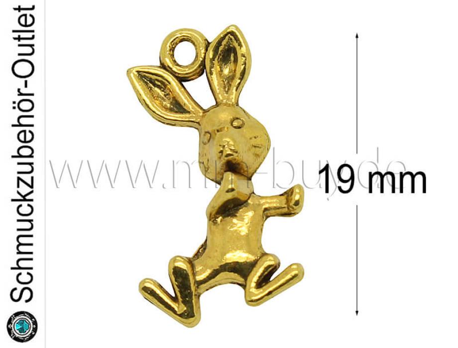 Schmuckanhänger, Hase, goldfarben, 19x12 mm, 1 Stück