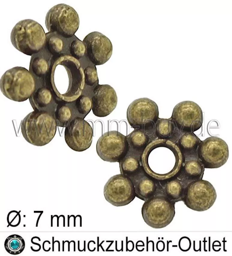 Zwischenperlen, rund, bronzefarben, Ø: 7 mm, 10 Stück