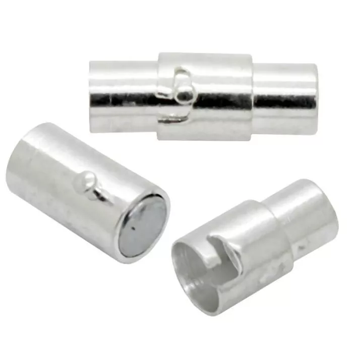 Magnetverschluss zum Kleben silberfarben (Innenloch: 4 mm), 1 Stück Magnetverschluss zum Kleben silberfarben (Innenloch: 4 mm), 1 Stück