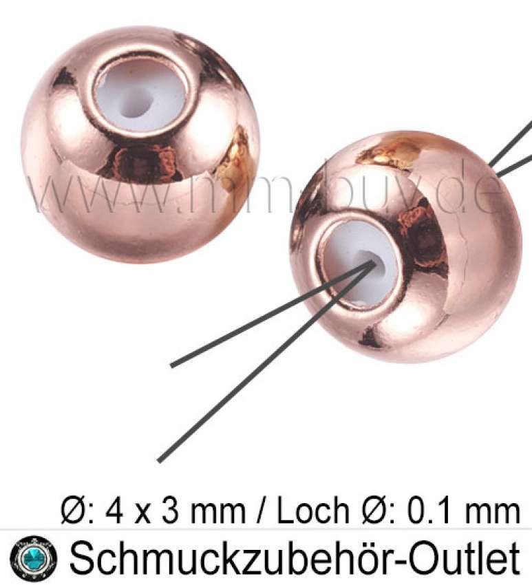Verschluss-Perle mit Gummi, verstellbar, rosegold, Ø: 4x3 mm, Loch: 0.1 ~ 0.2 mm, 1 Stück