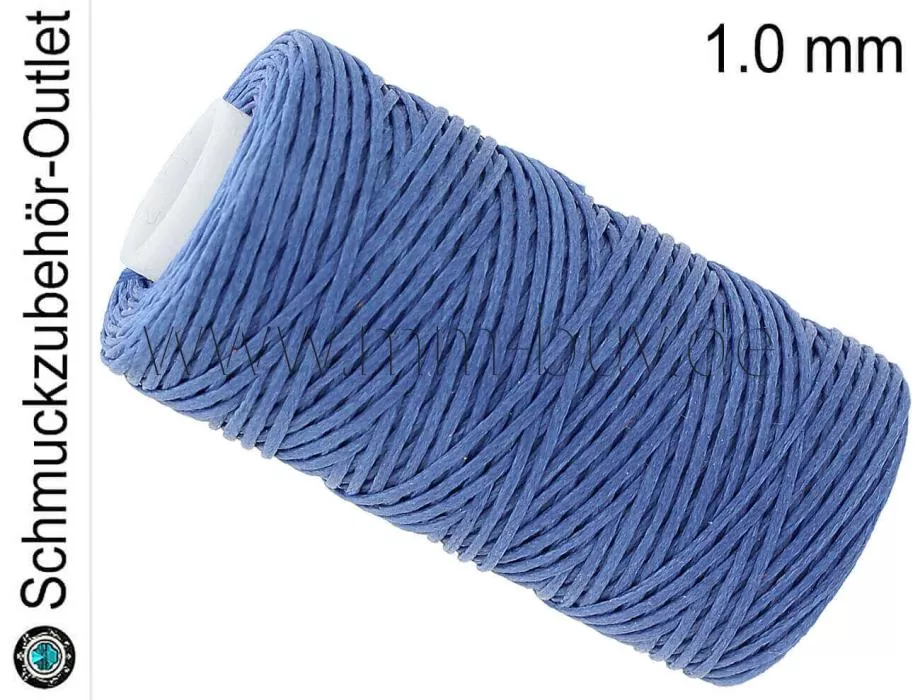 Schmuckband, gewachst, flach, blau, 1 mm, 1 Spule (50 m)