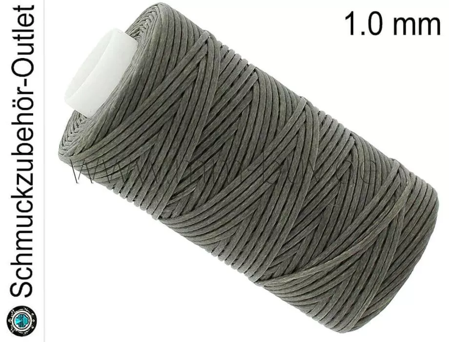 Schmuckband, gewachst, flach, khaki, 1 mm, 1 Spule (50 m)