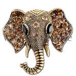 Brosche mit Strass Elefant goldfarben, 1 Stück