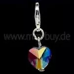 Charm Herz, Kristallglas, lila, 1 Stück