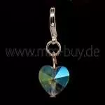 Charm Herz, Kristallglas, blau, 1 Stück
