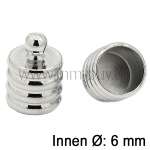 Endkappen, Endhülsen, Innen: 6 mm, rhodiniert, 10 Stück