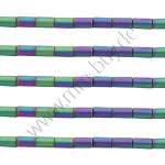 Hämatitperlen, Walze, matt, bunt, Ø: 5x2.8 mm, 1 Strang