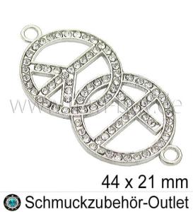 Schmuckverbinder, Unendlichkeitszeichen, Farbe: Kristall, 33x10 mm, 1 Stück