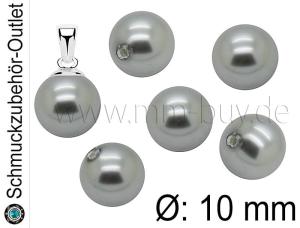 Muschelperlen, angebohrt, grau, Ø: 10 mm, 1 Perle