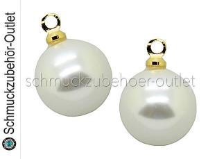 Anhänger mit Muschelperle perlmuttweiß rund (Ø: 10 mm), 1 Stück