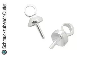 Anhängerkappe mit Stift 925 versilbert (Perlenschale-​Ø: 2,7 mm), 10 Stück