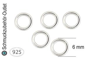 Biegeringe 925 Sterling Silber Stabil (Ø: 6 x 1 mm), 5 Stück