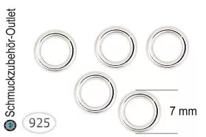 Biegeringe 925 Sterling Silber Stabil (Ø: 7 x 1 mm), 5 Stück