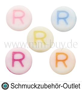Buchstabenperlen „R“, Acryl, Ø: 7 mm, 5 Stück