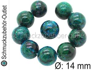 Chrysokoll (Ø: 14 mm), 5 Perlen
