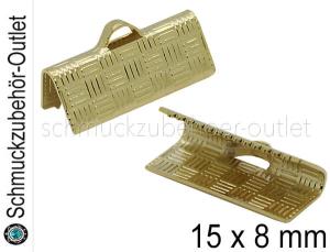 Edelstahl Bandklemmen goldfarben (15 x 8 mm), 2 Stück