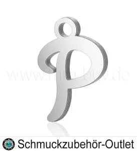 Edelstahl Buchstabenanhänger „P“, 12 mm, 1 Stück