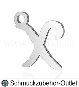 Edelstahl Buchstabenanhänger „X“, 12 mm, 1 Stück