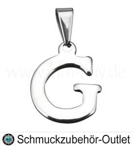 Edelstahl Buchstabenanhänger „G“, 16x19 mm, 1 Stück