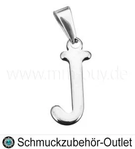 Edelstahl Buchstabenanhänger „J“, 7x21 mm, 1 Stück